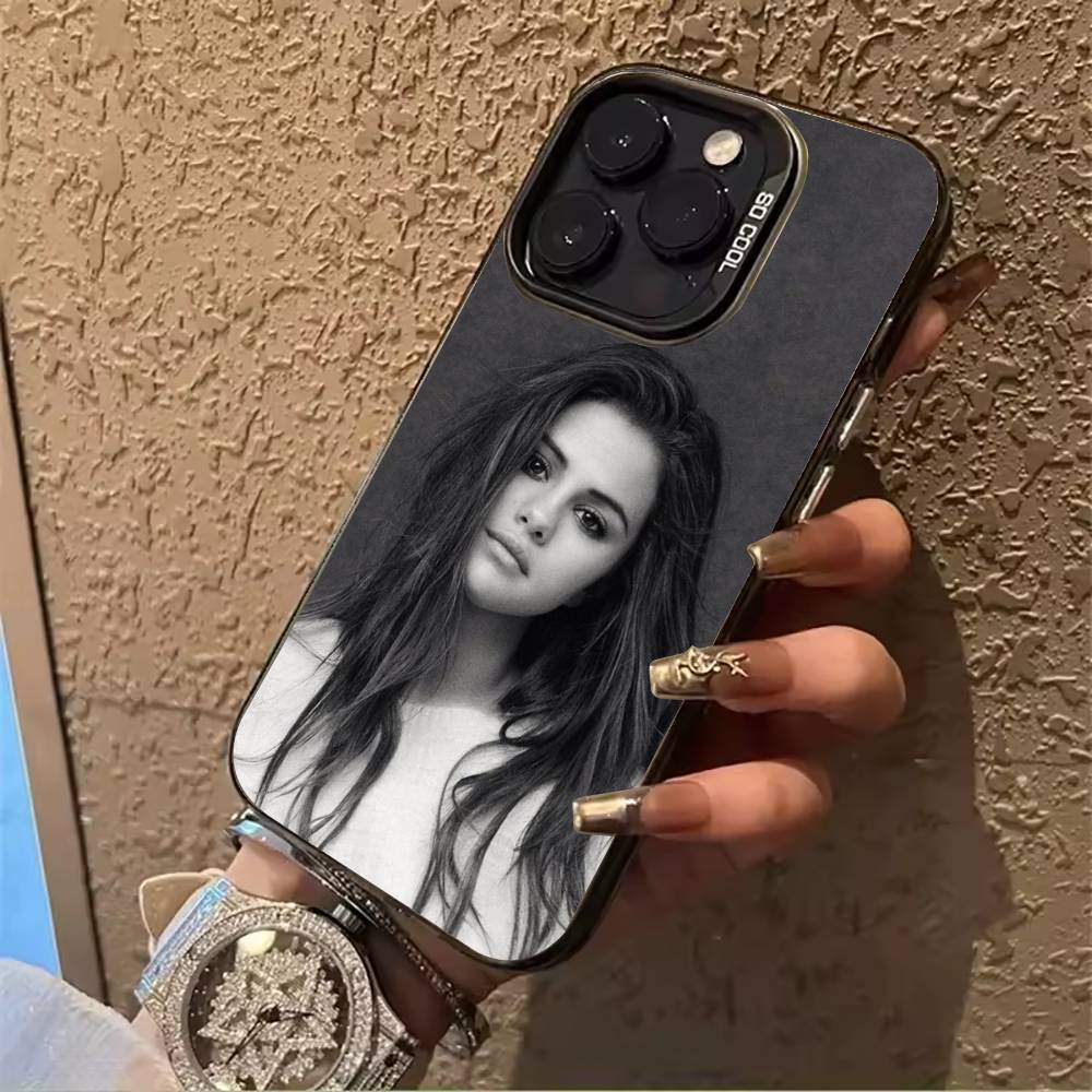 S-G-Selena- Gomez For iPhone 17 16 15 14 13 12 11 Pro Max XS 17 Air Silicone Colored Silver Bumper Cover