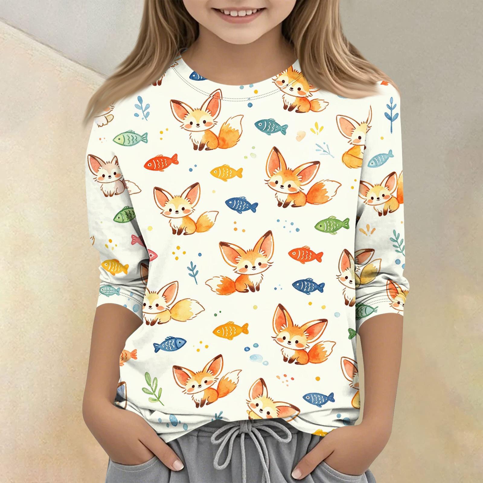 

Kids Animal Print Crew Neck Three Quarter Sleeve Casual T Shirt Soft Comfortable Fabric Suitable for Everyday Wear and Outdoor Activities 120 бежевый