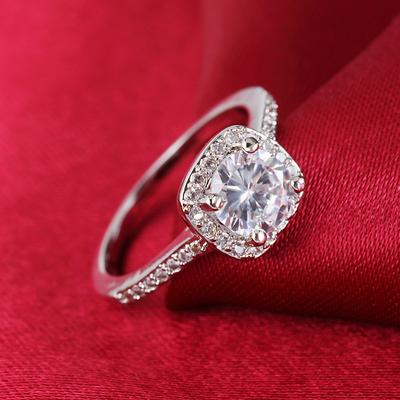 925 Sterling Silver AAA Zircon Ring Fashion Wedding Jewelry