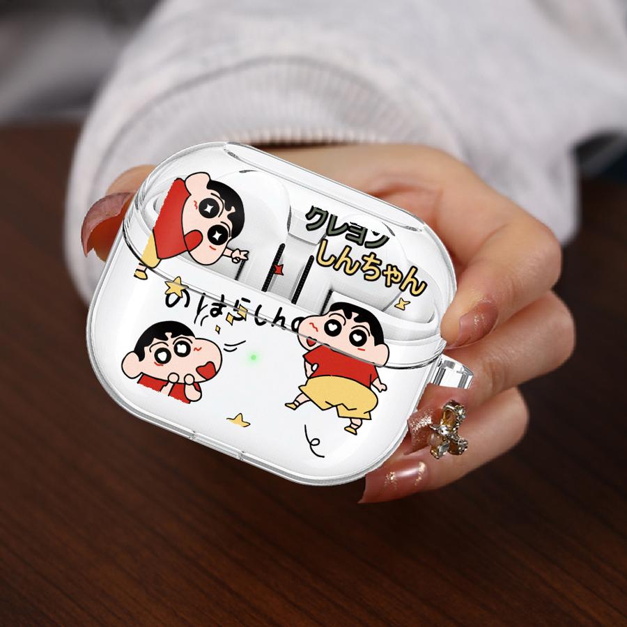 

Case For Samsung Galaxy Buds Live 2 3Pro 3 FE 4 Pro 4Pro 2Pro Clear Earphone Cases Cover With Hook Cute Crayons Shinchan Buds 3