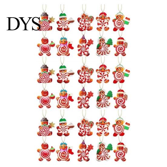 Holiday Gift Box Pendants 20/30/40Pcs Wooden Christmas Ornaments, Candy Cane Lollipop Rustic Xmas Tree Hanging Ornaments Decor for Party Wreath Window