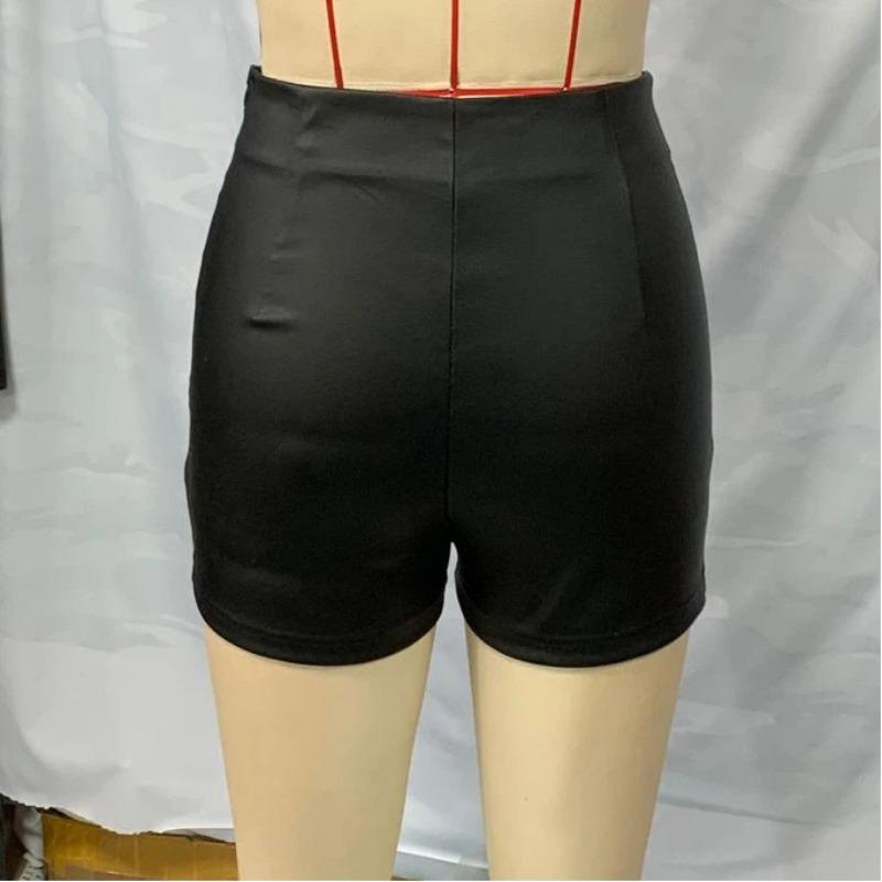 Women Fall Winter High Waist PU Leather Mini Skirt, Solid A Line Double Slit Faux Leather Short Skirt, Slim Bodycon Split Hem Club Night Out Bottoms