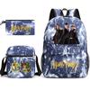 Large Capacity Schoolbag with Shoulder Strap; Student Three-piece Pencil Case Set