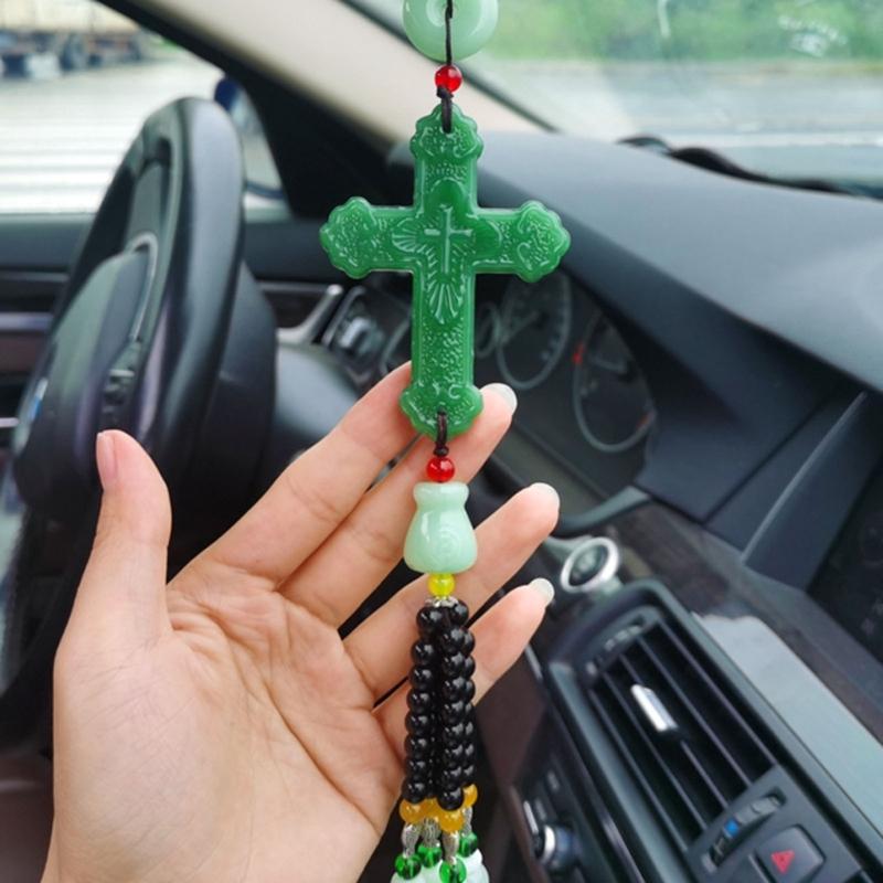 Crystal Cross Pendant Decorative Charm Ornament Crafts Household Decoration for Indoor Outdoor Traveling Car Decoration