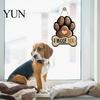 Indoor Pet House Accessory Wooden Welcome Sign for Front Door, Decorative Dog Paw Wall Hanging Plaque with Creative Animal Print Art Hemp Rope Lovers,