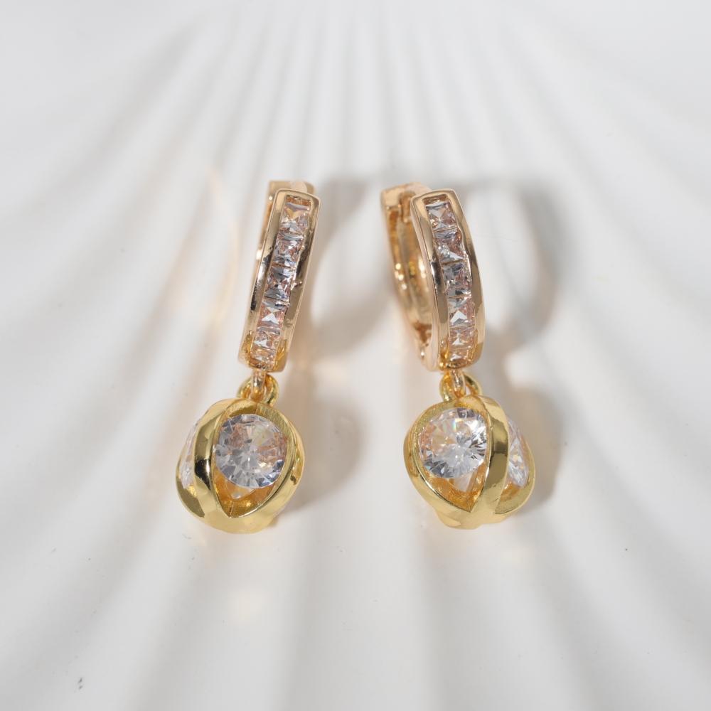 1 Pair Fashion Round Dangle Earrings for Women Zirconia Earring Jewelry Wedding Party Accessories