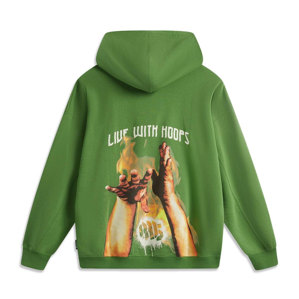 Li-Ning Men's BADFIVE Series Graphic Hooded Sweatshirt Green AWDUA21-2