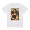 Funny Mona Lisa Fitness T-shirt Muscles Gym Casual Graphic Short Sleeve T-shirts Unisex Fashion Casual Women T Shirt
