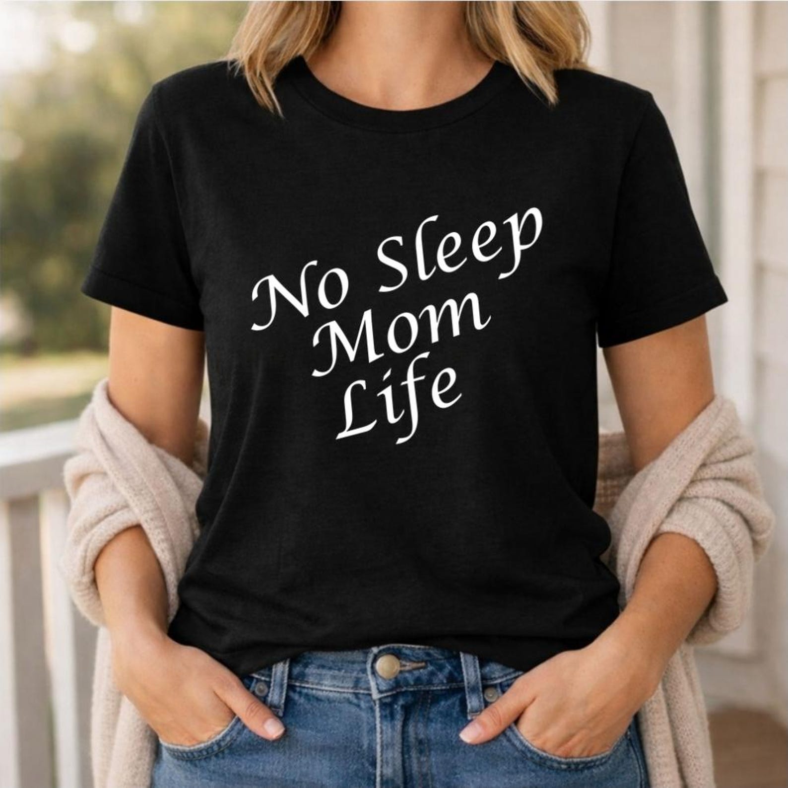 No Sleep Mom Life Shirt, Tired Mom Tee, Exhausted Mom Shirt, Funny Mom Life T Shirt, New Mom Gift, Motherhood Humor Tee L