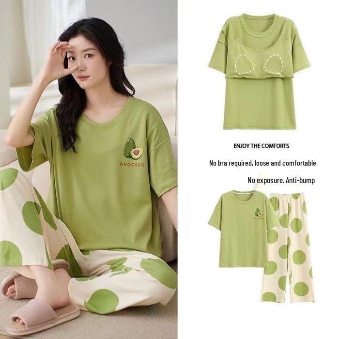 Women's Korean Style Cartoon Pajama Set - Short Sleeve, Long Pants, Plus Size, Casual Homewear