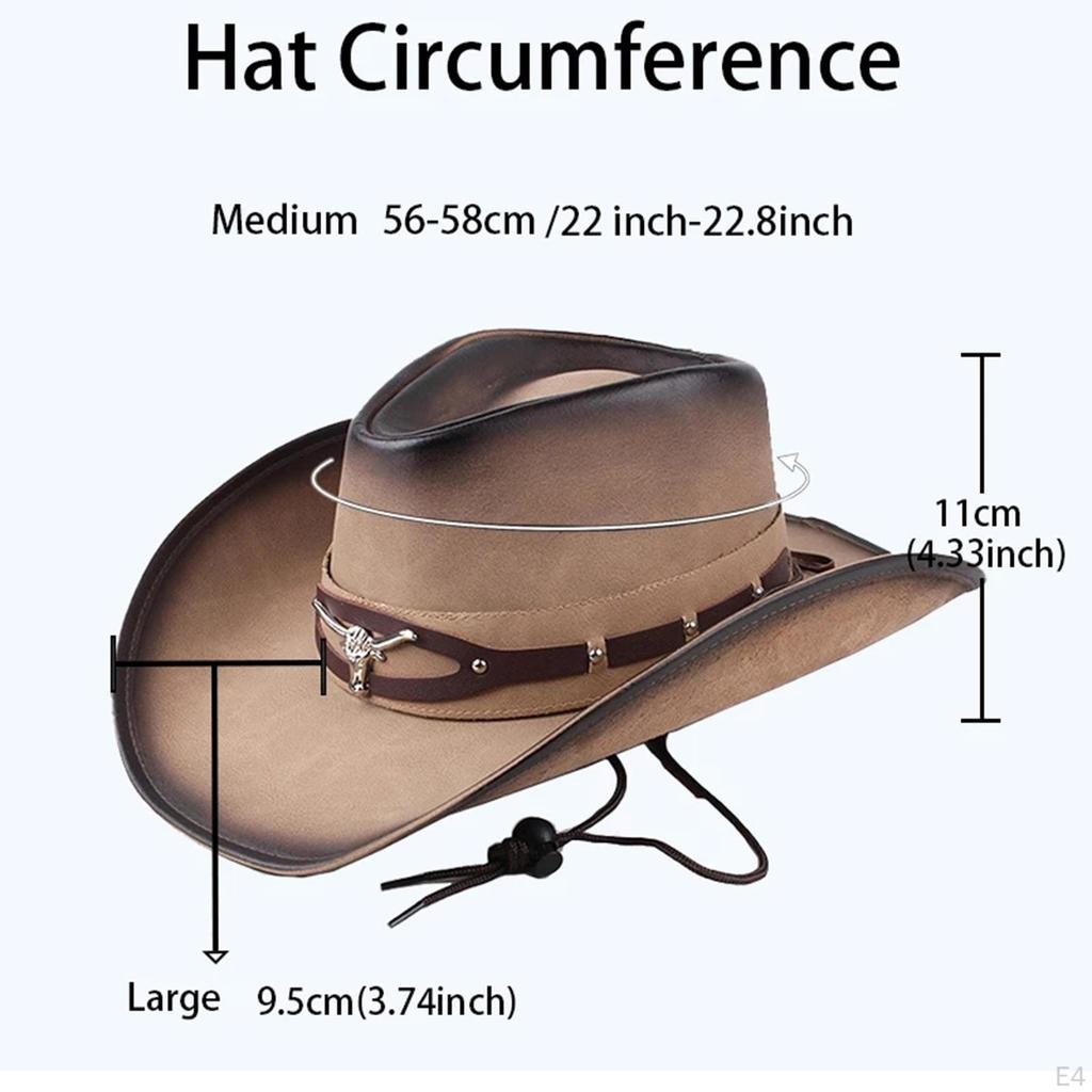 Cowboy Hat Fashionable Jazz Caps Gentleman PU Leather Fashion for Women Men Adult Unisex Dress