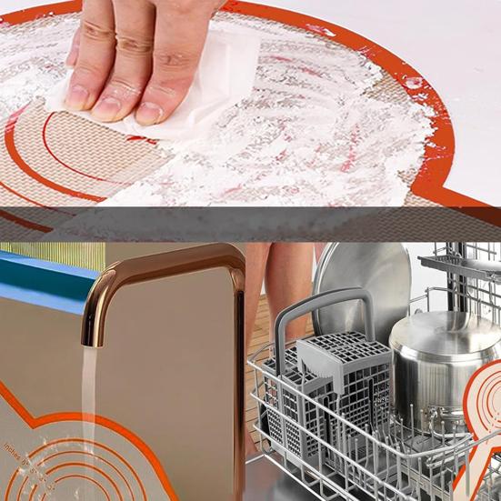 2 Pcs Silicone Bread Mat Circular Oval Non-Stick Baking Mat Set for Oven Reusable Easy to Clean