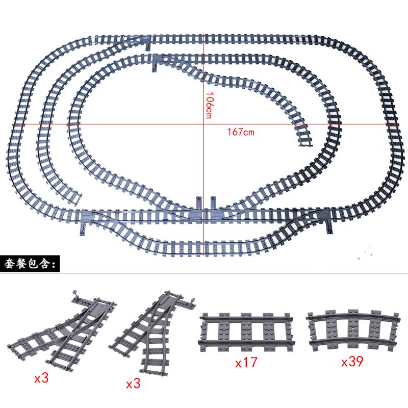 City Trains Bridge Flexible Switch Railway Tracks Rails Electric Crossing Forked Straight Curved Building Block Bricks Toys