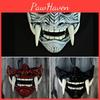 Djävulskrigare Hannya Halvansikte Latexmask Halloween Kostymrekvisita Skräckinjagande Cosplayrekvisita