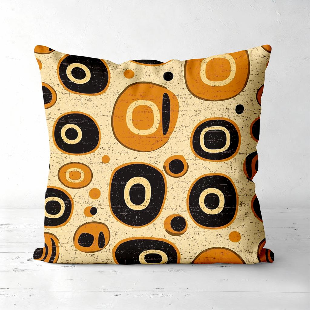 Retro Patterned Cushions With Orange Brown Circles Polyester pillowcase, sofa decorative cushion cov Headboard Pillow