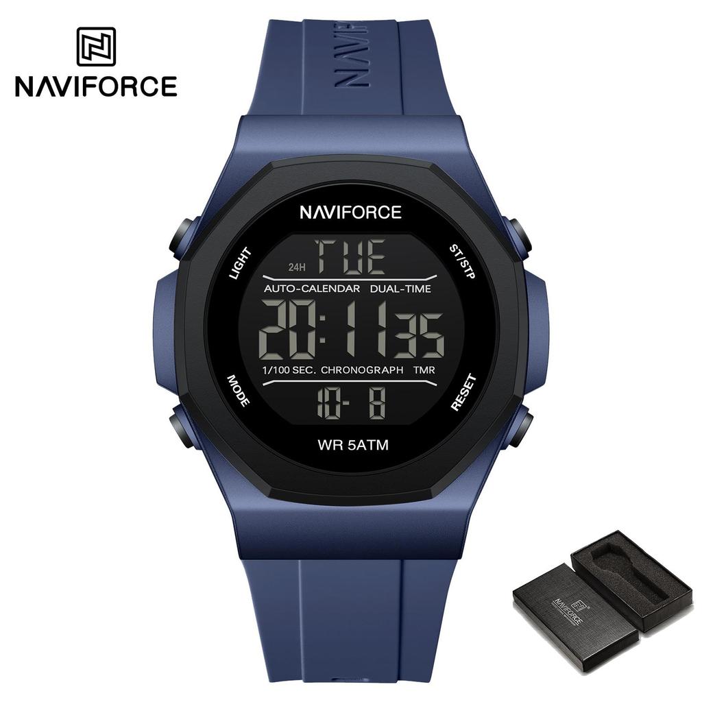 NAVIFORCE Digital Watch for Men Boy Waterproof Silicone Strap LCD Dial Luminous Countdown Boy Men's Sports Multifunctional Watch NF7117