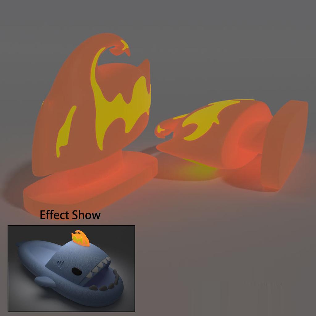 Fashion 2pcs Detachable Fins Unisex Shark Slippers Charms Luminous In Dark Christmas Red Hat Halloween Pumpkin DIY Shoes Accessories