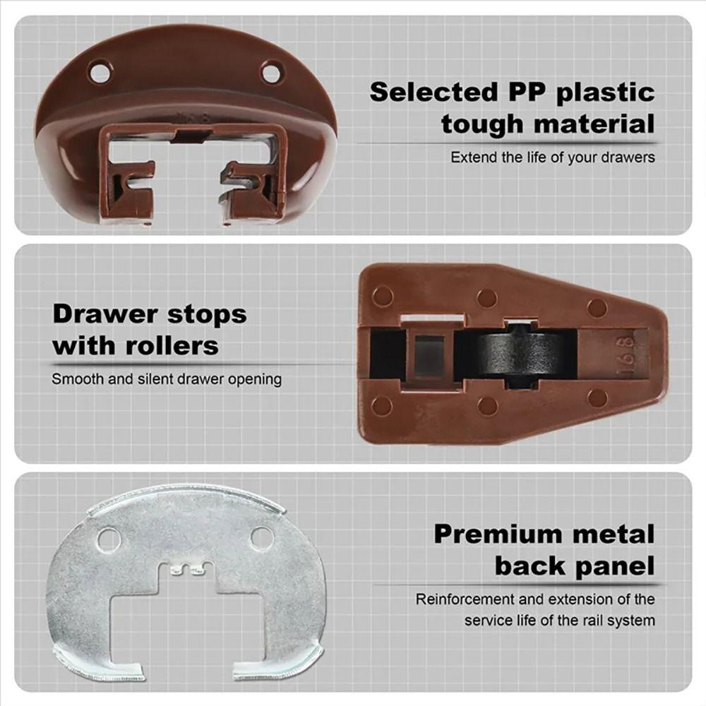 1 комплект пластиковых металлических направляющих для ящика с роликом, коричневый комплект направляющих для ящика, универсальная запасная часть для направляющих ящика  40mm