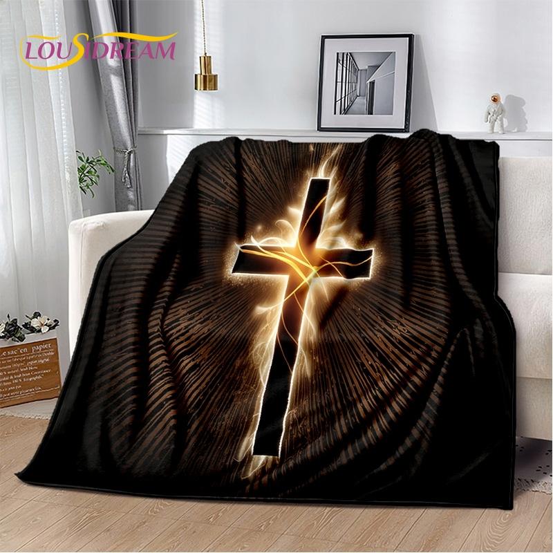 New 3D Pray Holy Bible Cross Jesus Soft Blankets,Keep Warm Throw Blanket Comfortable Blanket for Picnic Beds Sofa Home Bedroom