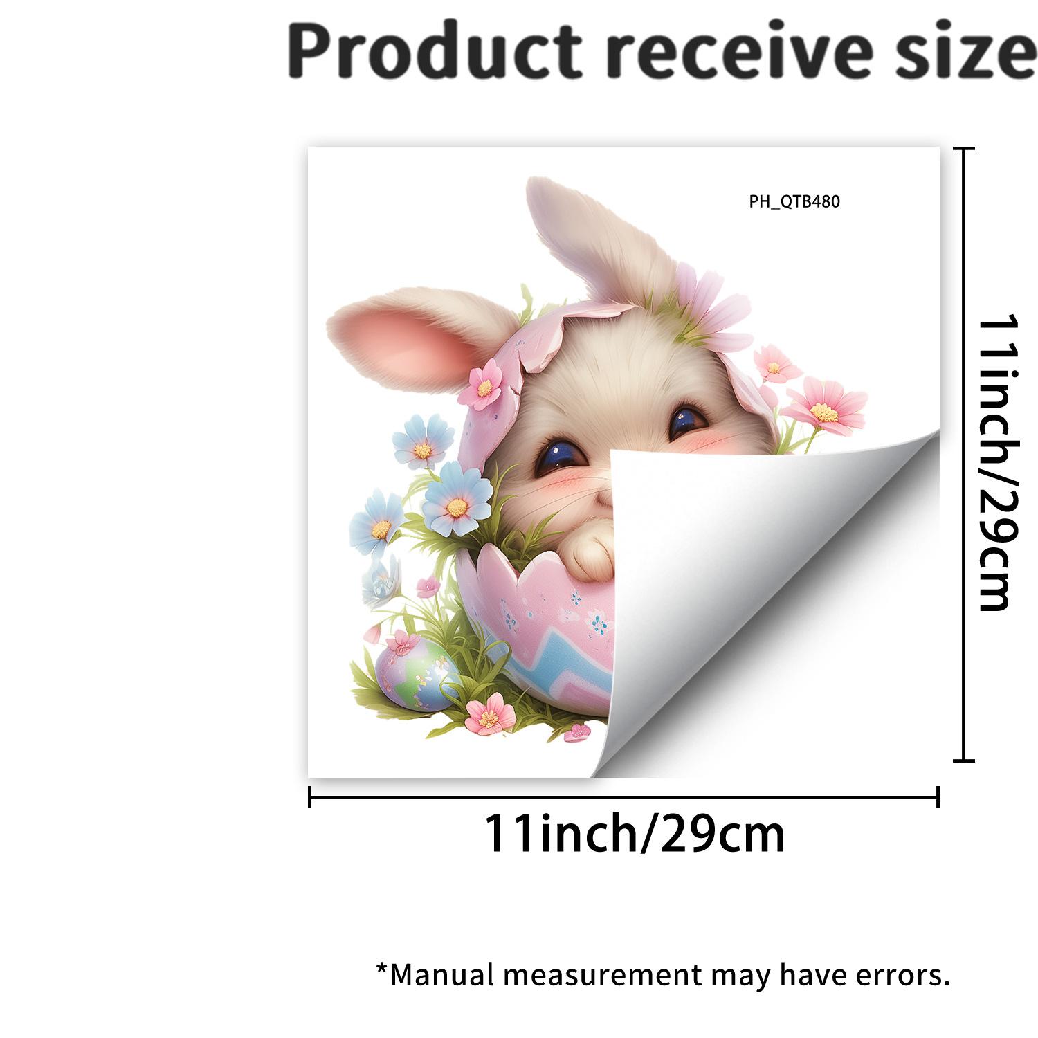 

Easter Eggshell Bunny with Flowers Wall & Toilet Sticker Self-Adhesive Removable for Living Room Background Bathroom Home Decor 29x29cm різнокольоровий