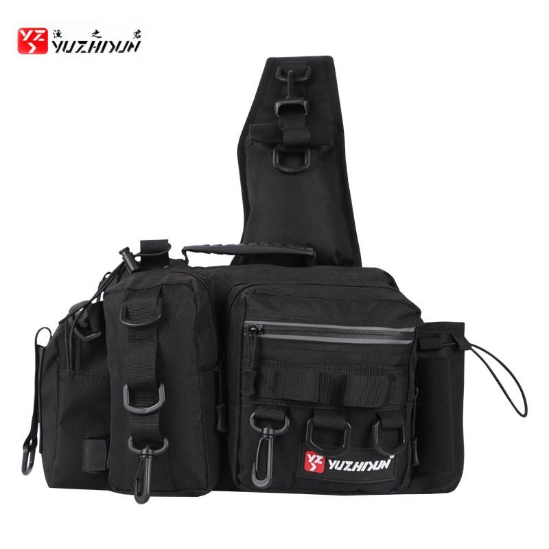 Large Capacity Fishing Waist Pack With Rod Holders Tactical Crossbody Backpack Anglers Outdoor Use