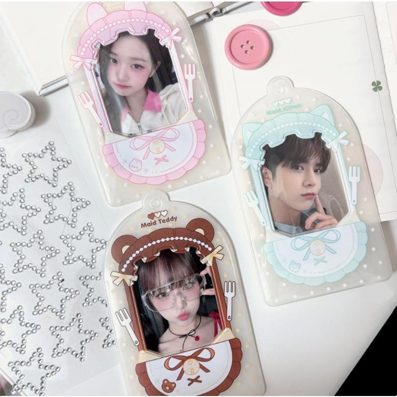 Cute Animal Maid PVC Photocard Holder for 3 Inch Kpop Idol Card Sleeves Kawaii Maid Puppy Photo Frame Stylish INS Style 2025 New