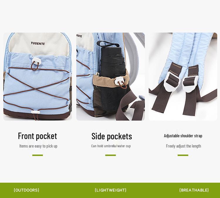 Women's Lightweight Cross-Border Contrast Color Backpack - Versatile Outdoor Sports and Travel Double Shoulder Bag