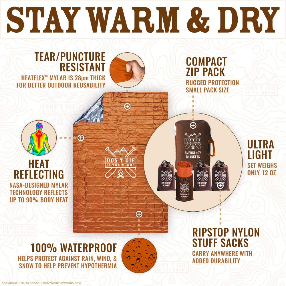 Tough Emergency Blanket Extra Thick Thermal Mylar Foil Space Blanket Waterproof Ultralight Outdoor Survival Gear for Hiking Camping Running Emergency