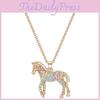 Fashionable Colorful Rainbow Horse Pendant Necklace With Sparkling Design For Women