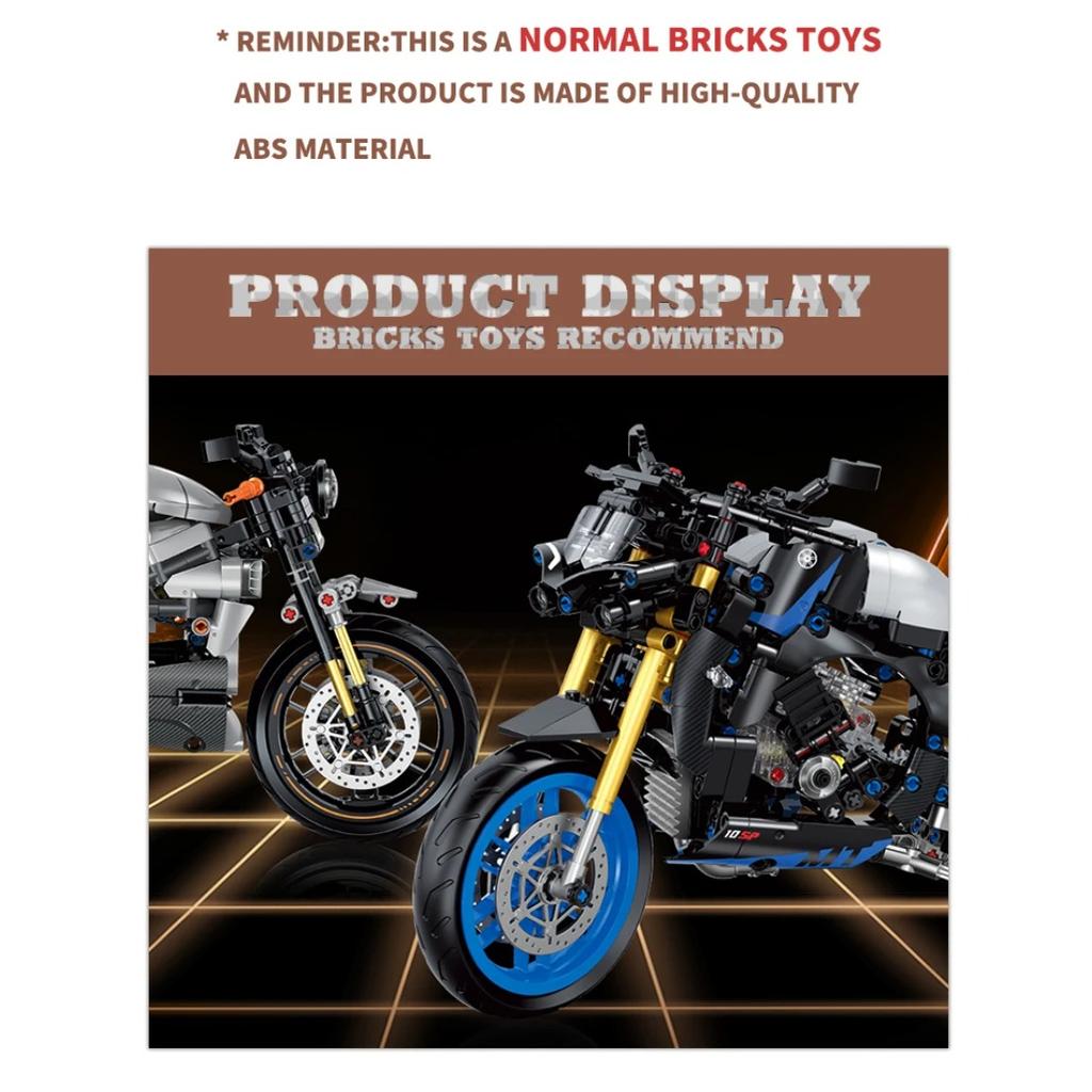 New 1/8 Scale Super Duck/YMH Motorbike Toy Model Building Blocks Sets Racing Moto Bricks Toys Kid Boys Children Birthday Gift Adult Technical 529Pcs
