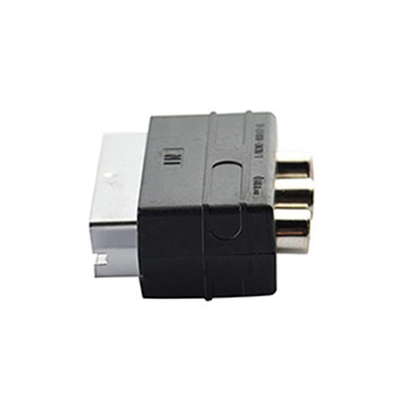 21 Pin SCART to 3 Female AV Component Adapter Converter for TV Connection Stable Performances ABS Construction