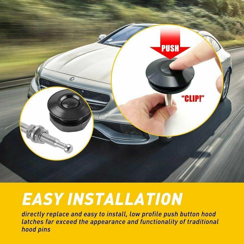 4pcs Black Push Button Quick Release Car Bumper Hood Pin Bonnet Lock Latch Clip For All Car Models
