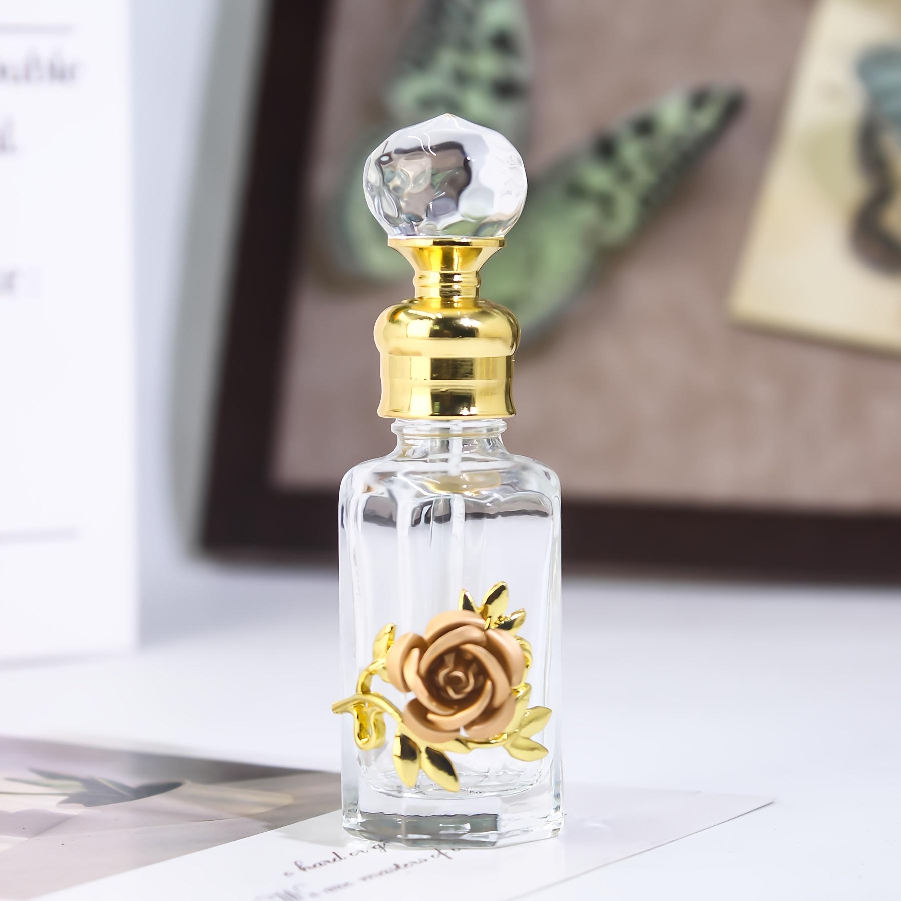 1Pc MSGIN 0.41 Oz Vintage Rose Enamel Octagonal Perfume Bottle - Mini Refillable Travel Square Container For Perfume, Essential Oils, Oils, Creams Essential oil bottle