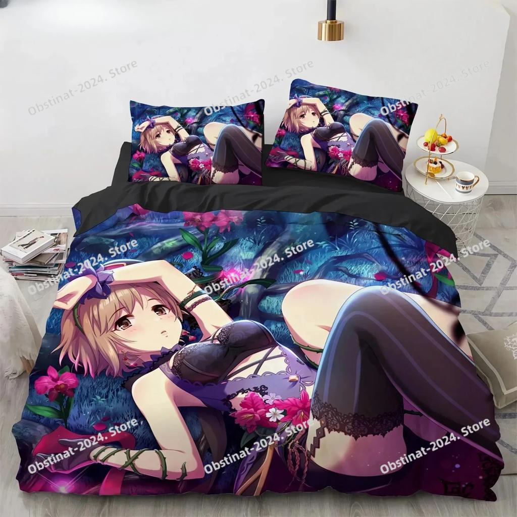 Kawaii Anime sexy Girl Bedding Set Printed With Pillowcase Bed Duvet Cover Single Double Queen Super King Size Boys Girls Adults