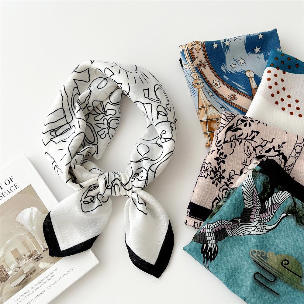 Versatile Women's Silk Cotton Linen Scarf: Fashionable Square Neck Accessory for Spring to Autumn