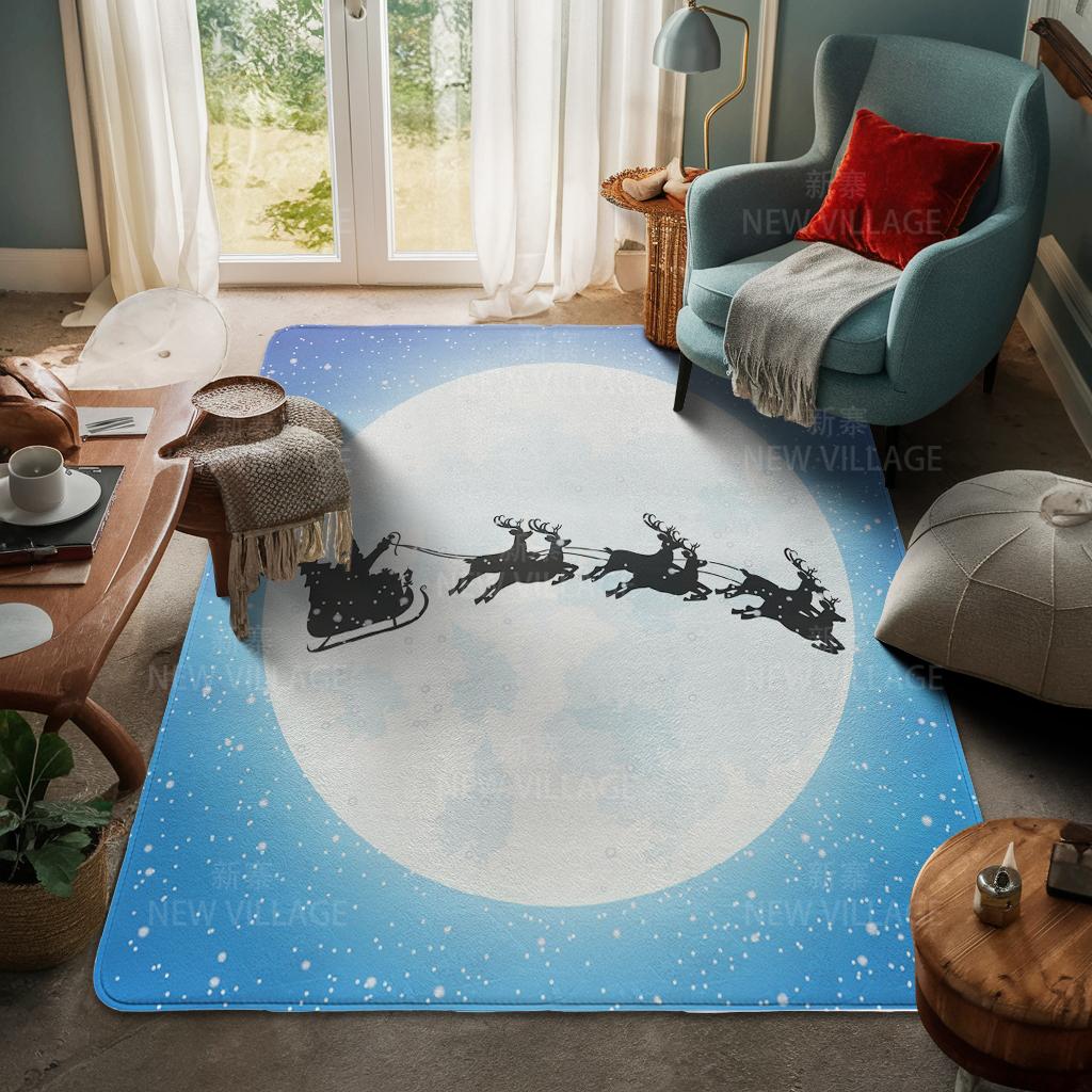 House Entrance Carpet Home Door Mat Living Room Bath Foot Bathroom Non-slip Water Absorption Rugs Bath Merry Christmas Winter