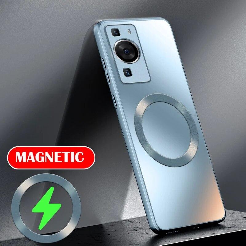 Funda Rígida de Silicona Mate AG para Huawei P60 P50 P40 P30 Pro P40pro Protectora Completa Esmerilada para Teléfono con Carga Inalámbrica Magnética