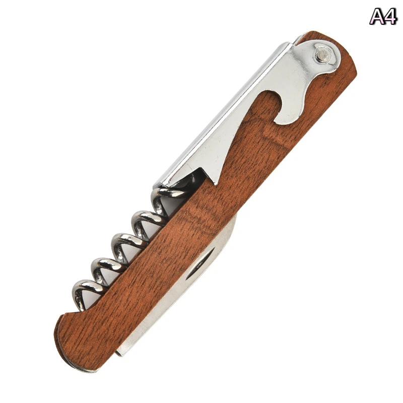 

Portable Wooden Stainless Steel Folding Tool Knife Corkscrews Red Wine Opener Multifunctional Outdoor Tool Bar Accessories