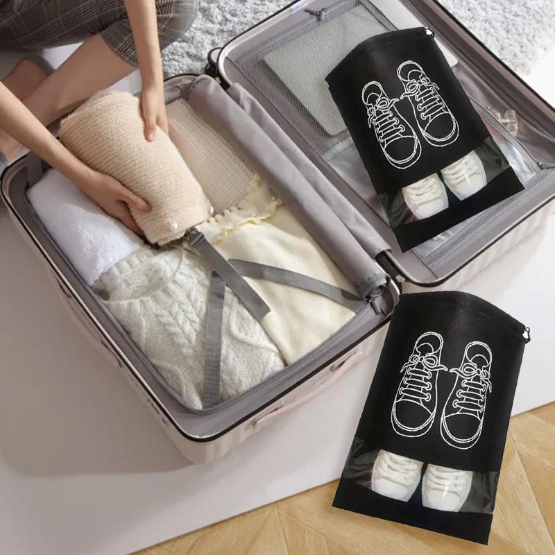 1PC With Thickened Portable Non-Woven Fabric Clothing Hanging Waterproof Pocket Travel Organizer Shoe Storage Bag