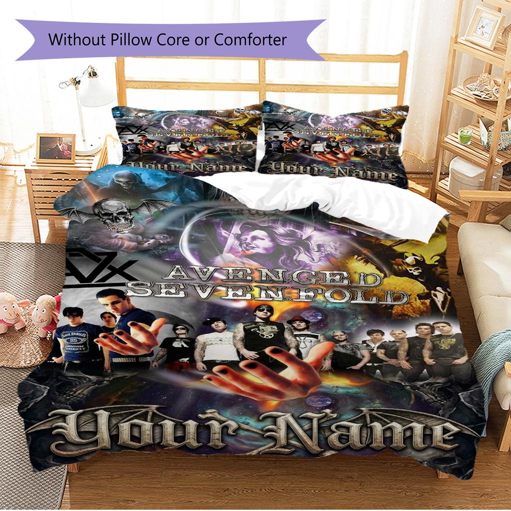 Name Custom Avenged sevenfold Pattern Bedding Set Quilt Cover Pillowcase Home Decor Gift (1 * duvet cover + 2 * pillowcase, without core)