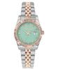 Mathy III Zweifarbige Edelstahl-Quarzuhr mit grünem Zifferblatt D810RV für Damen
