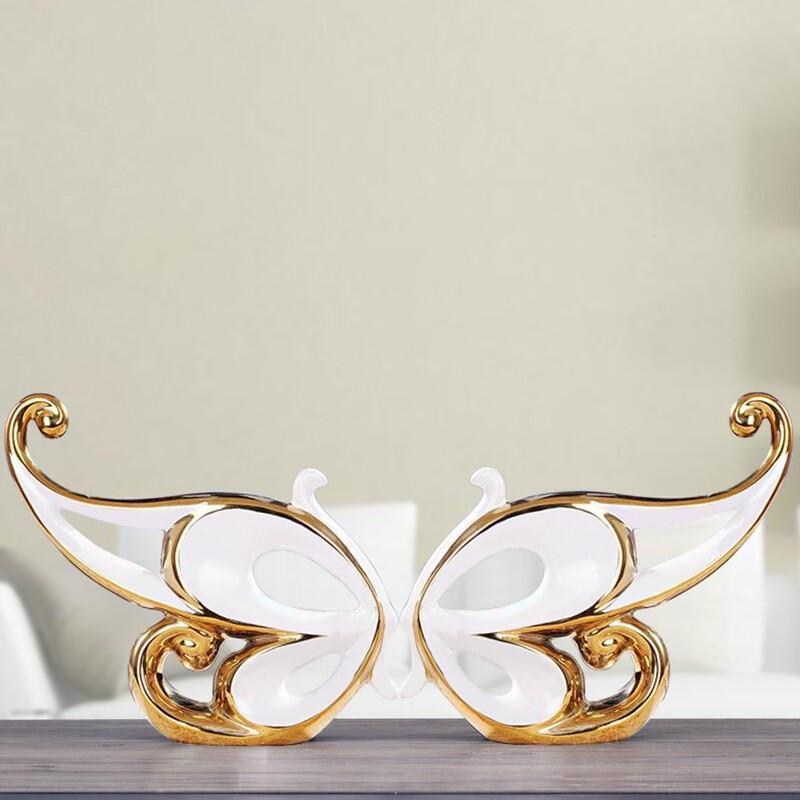 Modern Lucky Lovers Butterfly Ceramic Ornaments Home Livingroom Desktop Figurines Decoration Cafe Club Bookcase Furnishing Craft