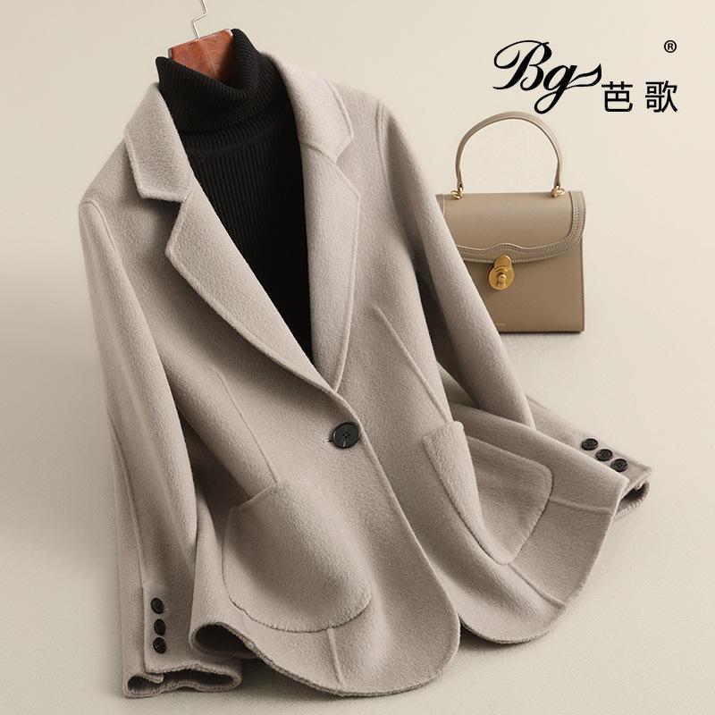 Autumn New Double-sided Wool Short Small Suit Coat Slim-fitting High-end Small Woolen Coat Women