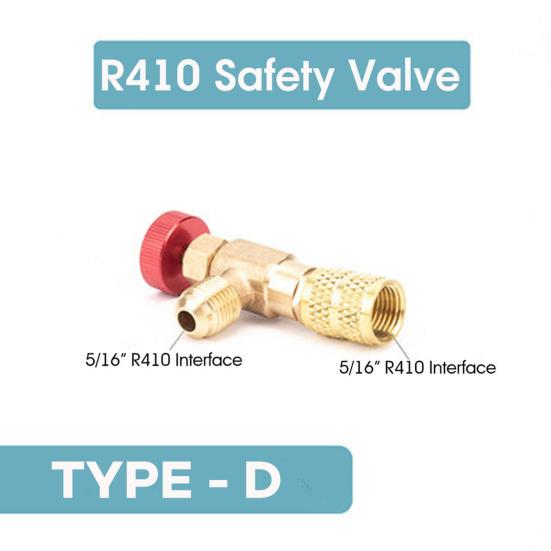 R410/R22 Safety Valve Sealed Brass 1/4 5/16 Inch Air Conditioning Charging Hose Valve Adapter Refrigeration Tool Air Conditioner