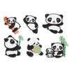6Pcs Panda Embroidery Patch Shading Blemishes Damage Various Styles Panda Iron On Patches for DIY Craft Bag Shoe