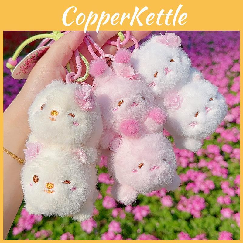 Sakura Season Cat Bear Rabbit Animal Plush Keychain With Hanging Strap For Bag Decor
