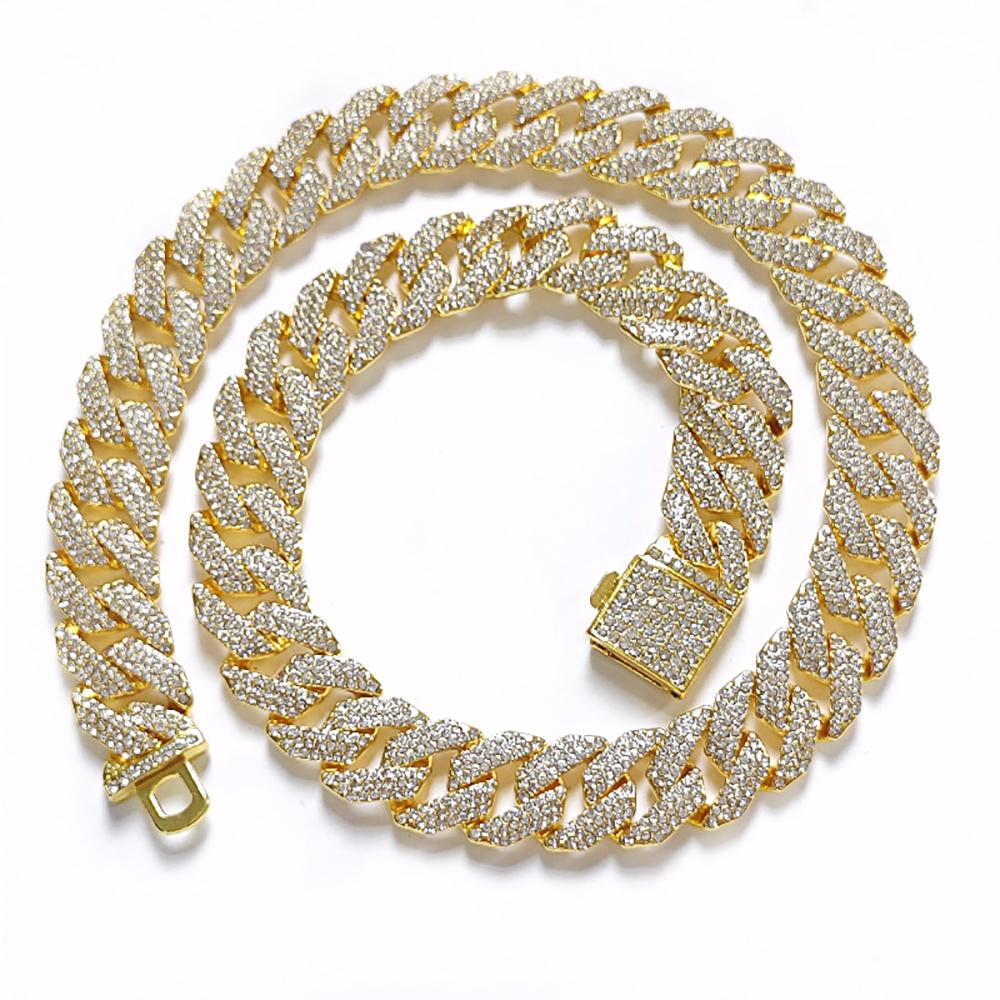 Nou Lanț Cubanez cu Zale cu Gheare de 16MM Hip Hop Bărbați Colier cu 3 Rânduri de Pietre de Stras Lanț Iced Out Coliere Cubaneze Poligonale Miami Pavate pentru Femei