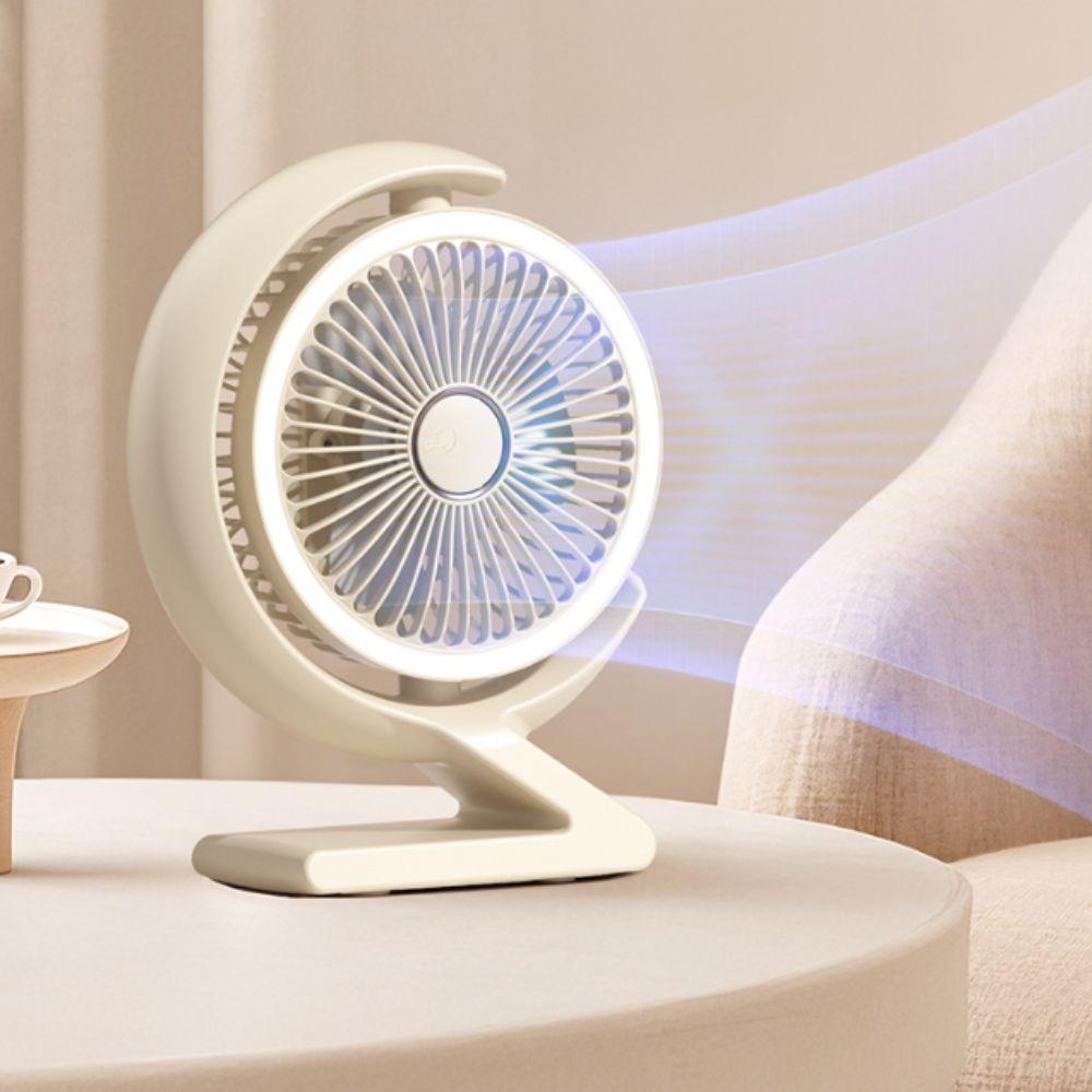 Crescent Shape Personal Air Circulator LED Light Table Cooling Fan Portable Fan  Home Office