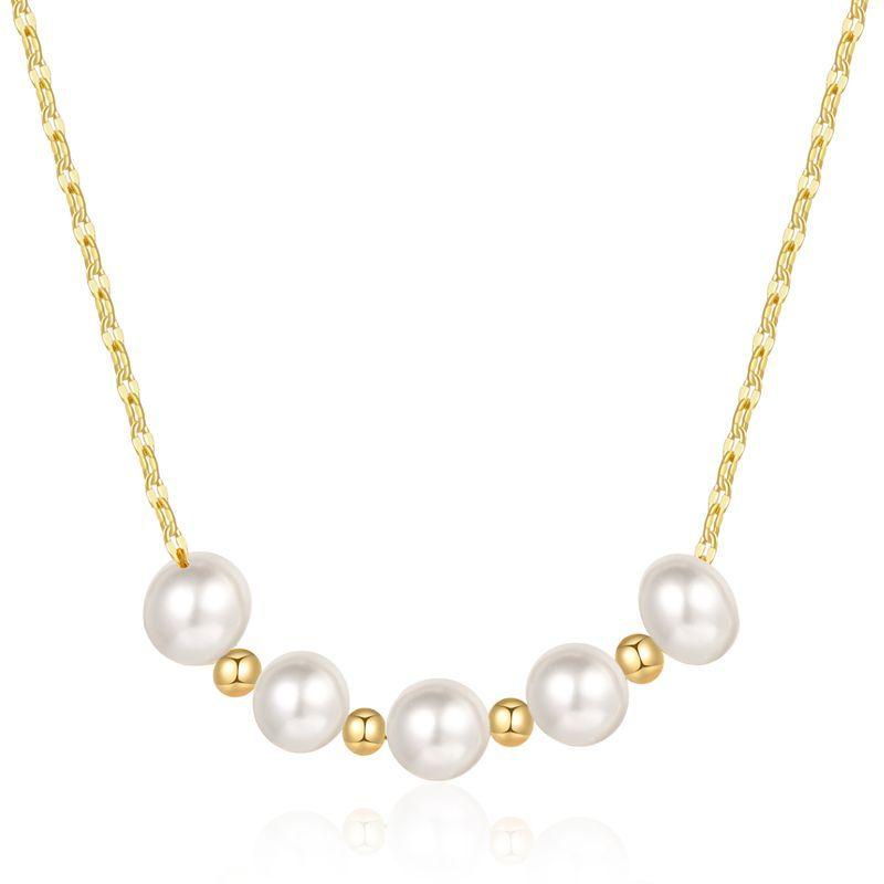 

Pearl Elegant Pendant Choker Necklace For Women Featuring Stylish Design Baroque золотой