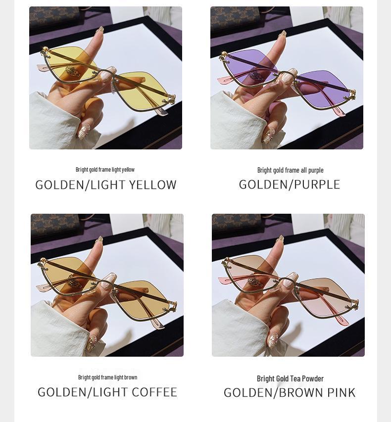 High-End 2025 Semi-Rimless Diamond Sunglasses - Modern, Trendy European & American Style